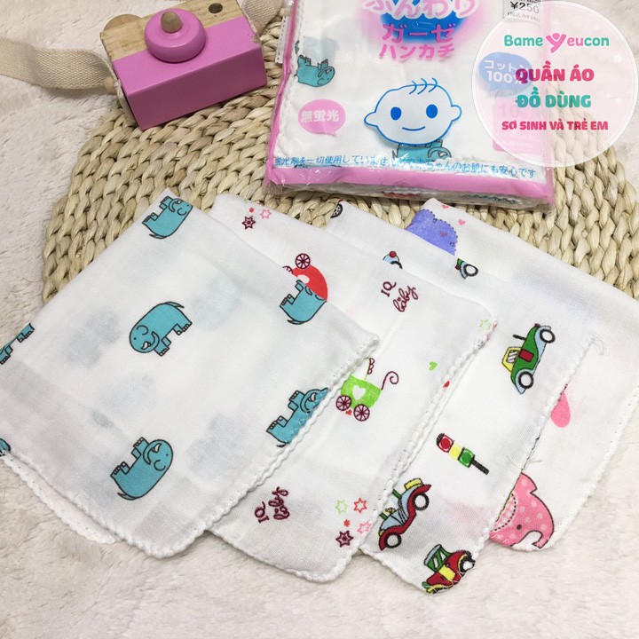 Set 10 khăn sữa hoa văn xuất Nhật cao cấp cho bé