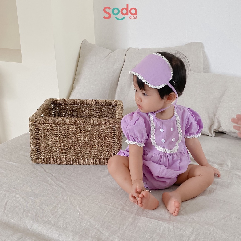 Bộ liền bé gái SODA KIDS Mina kèm băng đô chóp (02 màu)