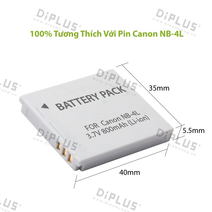 Pin máy ảnh Canon NB-4L ELPH 100 300 310 330 HS SD1000 1100 1400 200 300 400 600 750 780 960 970 IS SD630 SD450 nb4l