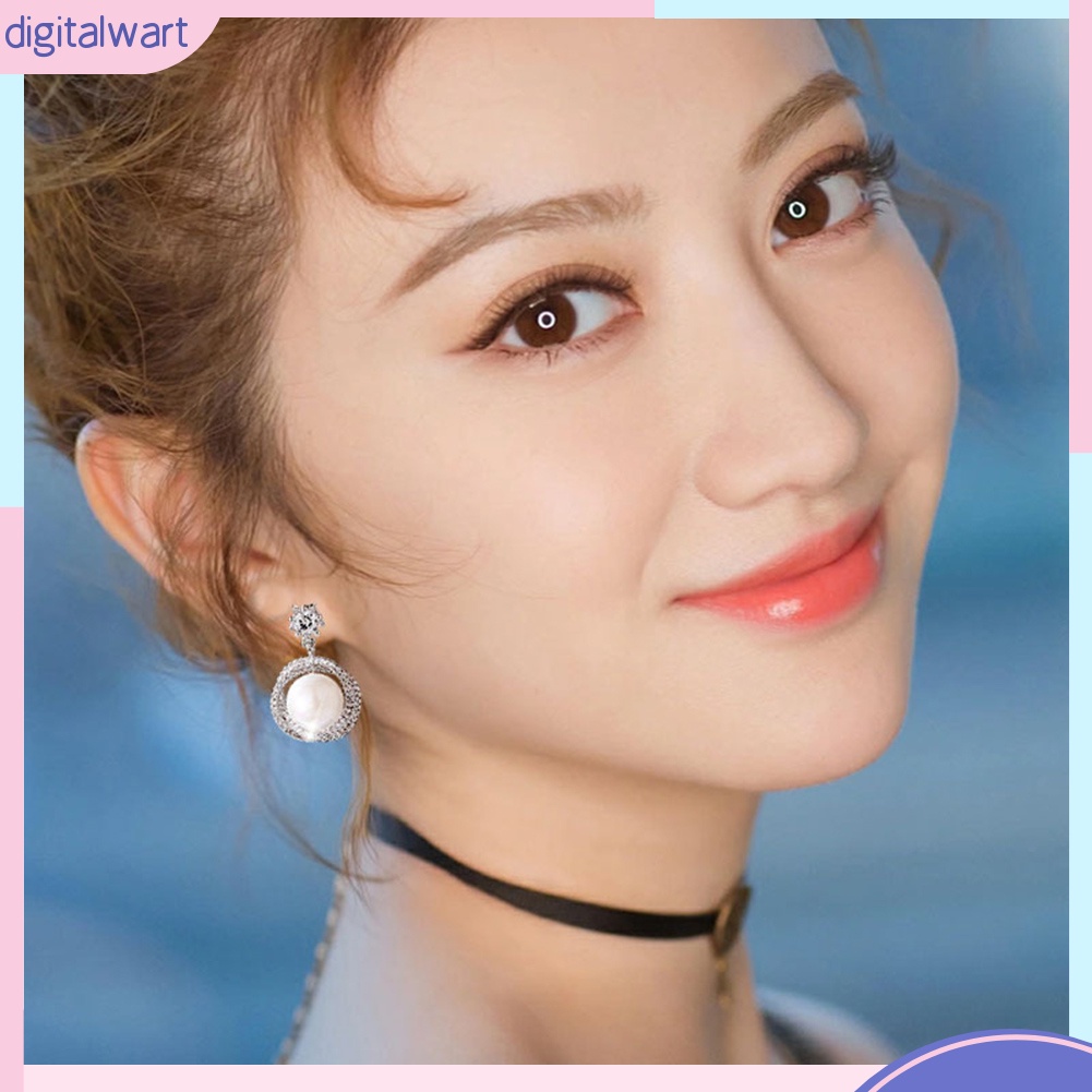 Đôi Bông Tai Dáng Dài Đính Ngọc Trai Nhân Tạo Thời Trang Cho Nữ