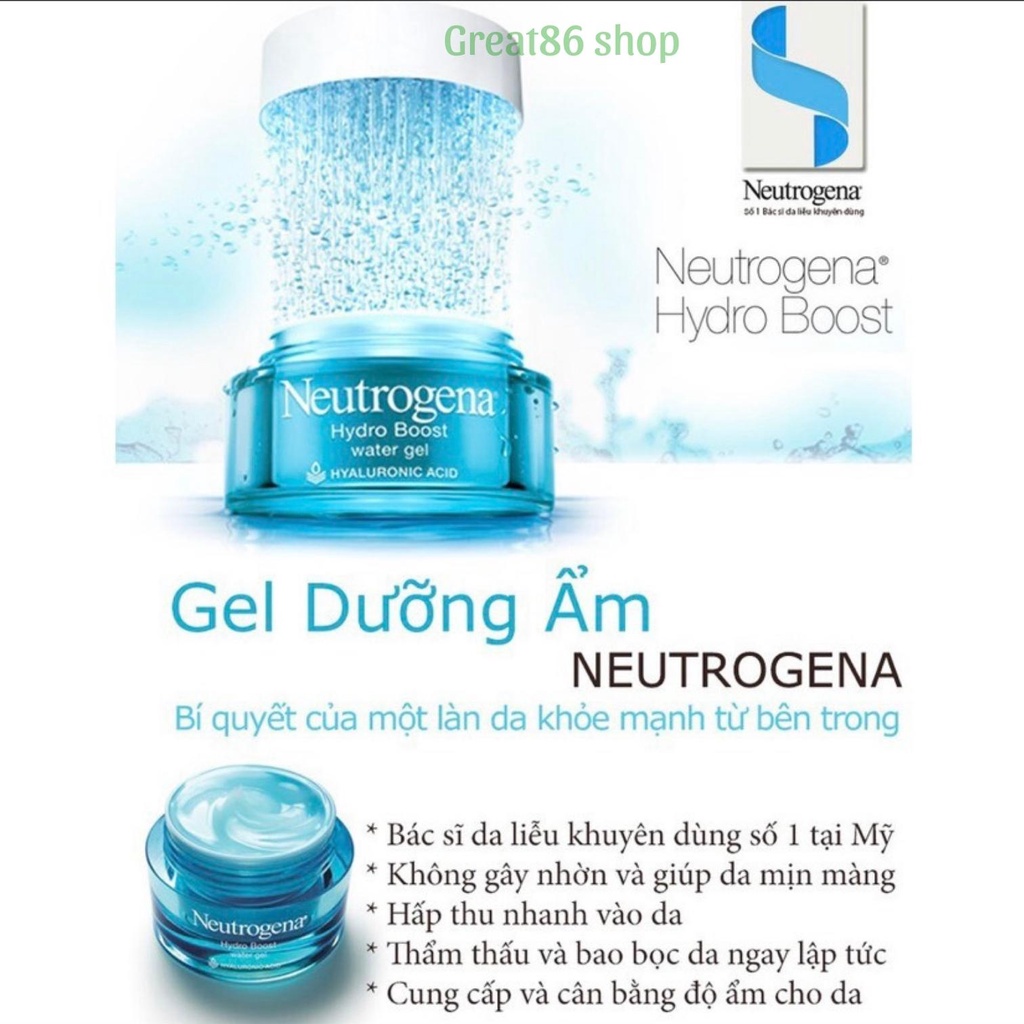 Kem dưỡng ẩm great86 kem dưỡng Neutrogena dưỡng ẩm cấp nước phù hợp mọi loại da 50g Aqua gel Water gel