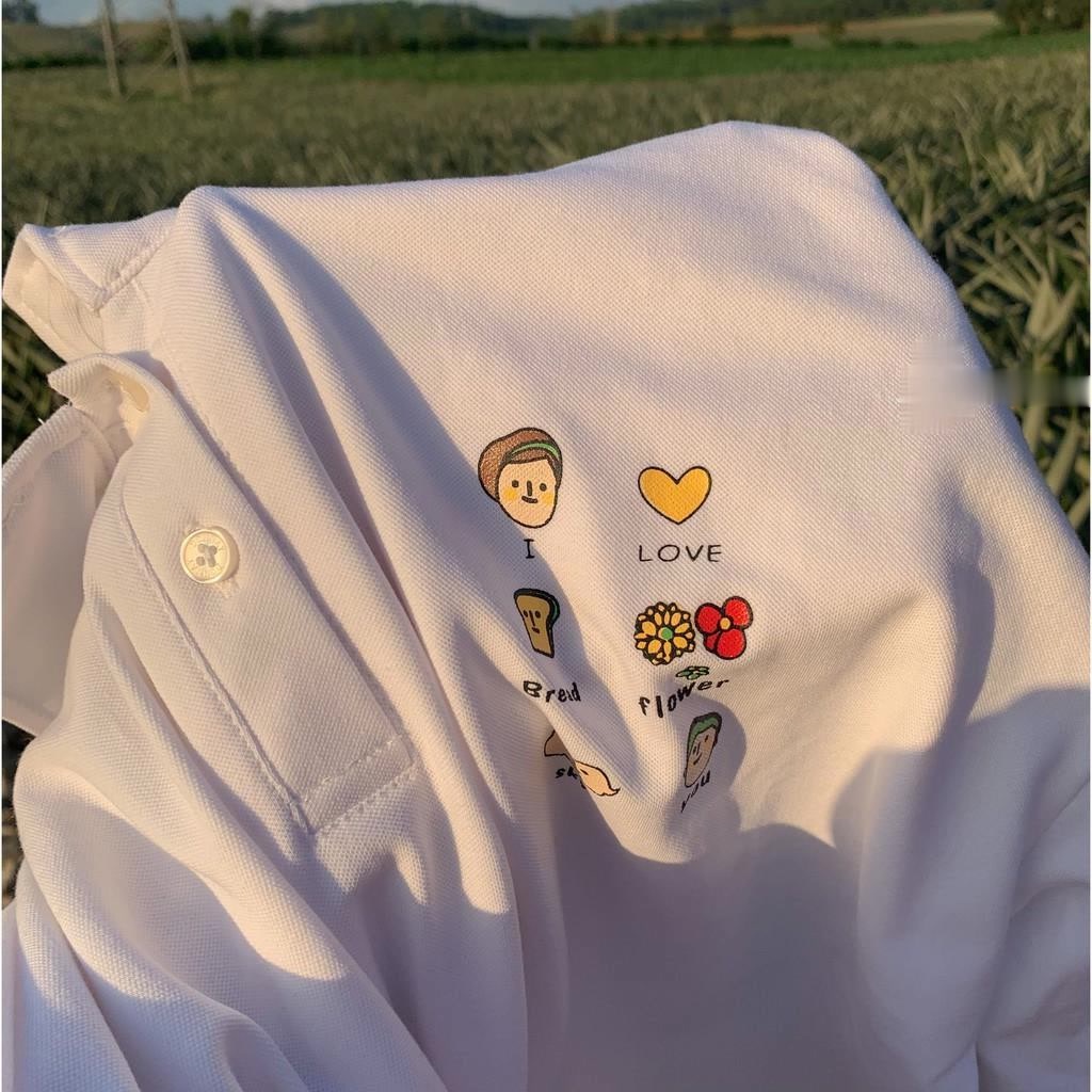 Áo Thun Polo Có Cổ Form Rộng In Hình Những Sticker Siêu Hợp Thời Trang  Chất Cotton Mềm Mát  Trẻ Trung Phá Cách  TTQ0258
