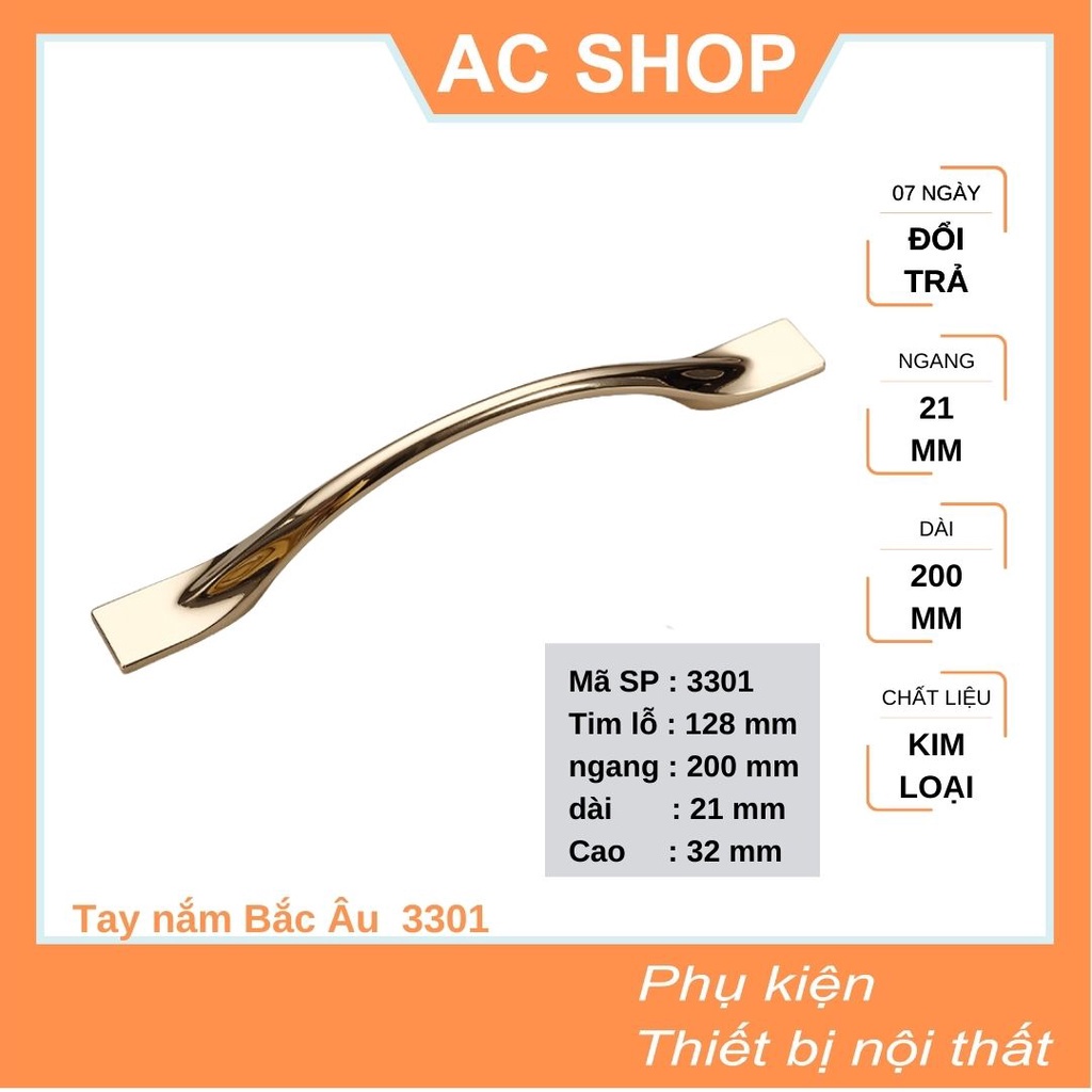 Tay nắm cửa tủ Bắc Âu hợp kim mạ vàng gold cao cấp - tay nắm Châu Âu 3301 - SHOP THỢ