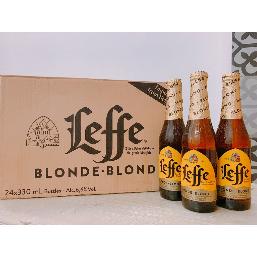 Bia Leffe Vàng ( Leffe Blonde ) 6,6% Thùng 24 Chai 330ml Nhập Khẩu Bỉ