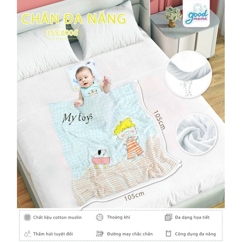 Khăn đa năng GOODMAM 105x105cm cao cấp cho bé