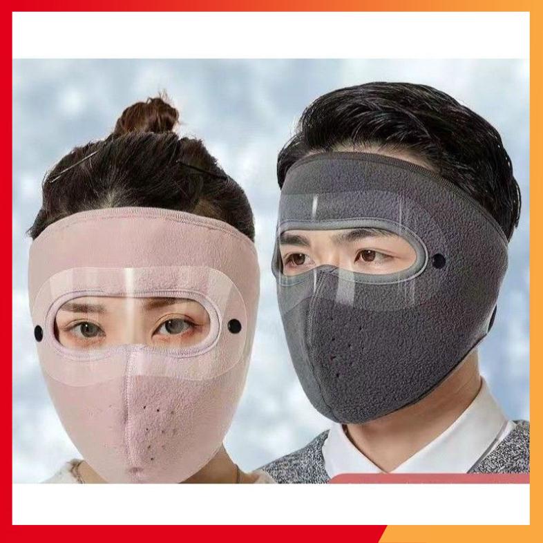 Khẩu trang ninja lót nỉ che kín mặt che tai chống nắng gió lạnh,có lỗ thông hơi ở miệng