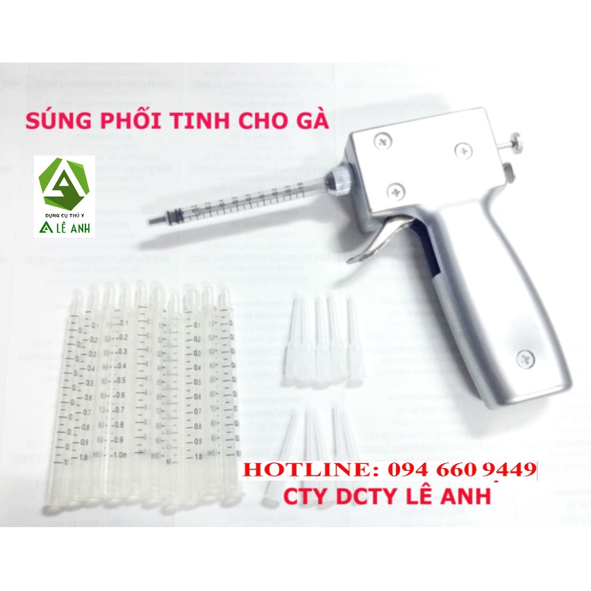 Súng phối tinh cho gà 2cc, súng bắn tinh cho gà 2ml