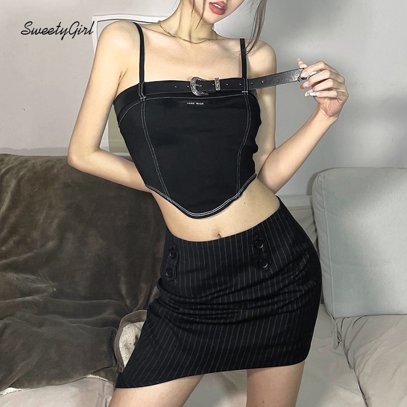 Áo Tank Top Hai Dây Màu Trơn Ôm Dáng Thời Trang Đường Phố Gợi Cảm Cho Nữ