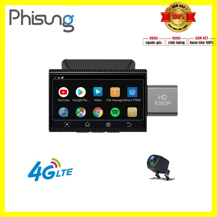 [ Bảo Hành 12 tháng] Camera hành trình thương hiệu cao cấp Phisung Android mã K11 4G, Wifi, 3 inch