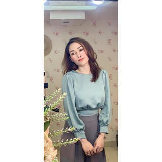 Áo Croptop tay dài cột nơ sau