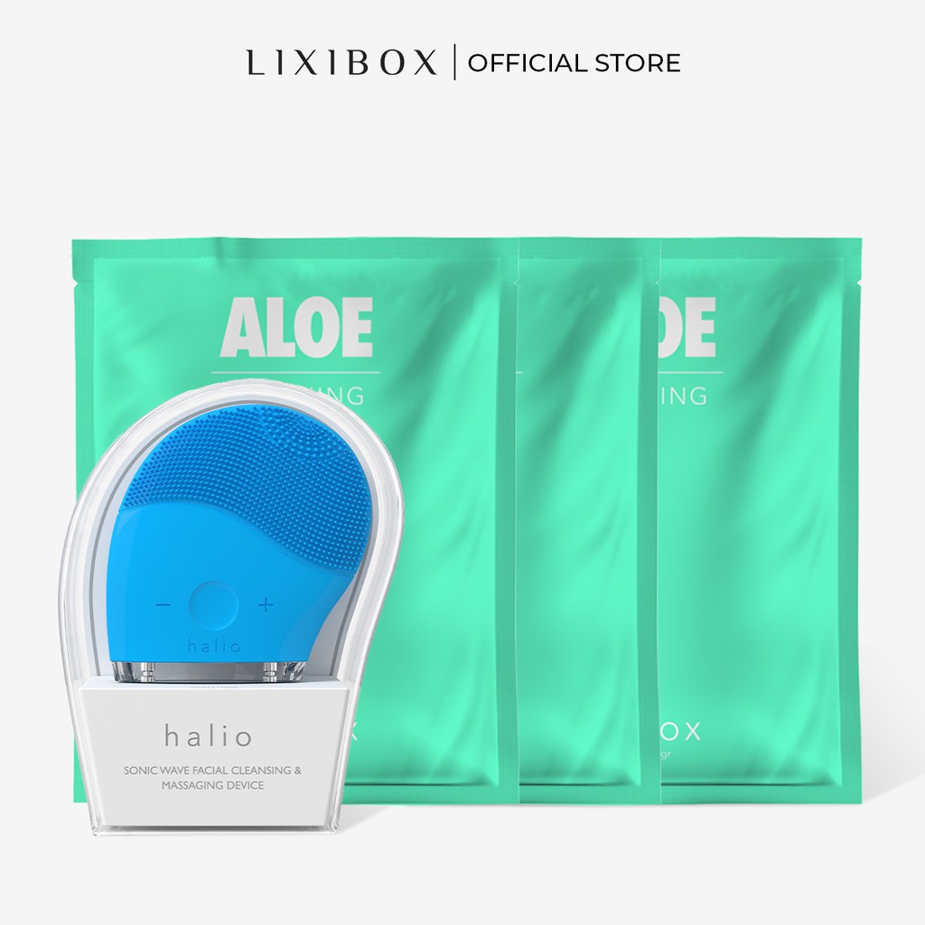 Combo Máy Rửa Mặt Halio Original và 3 Mặt nạ dưỡng da Lixibox - Aloe (23gr/mặt nạ) | BigBuy360 - bigbuy360.vn