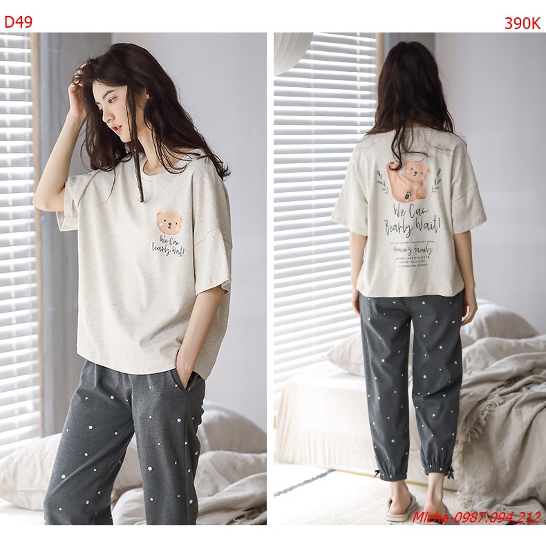 Đồ bộ nữ cotton cao cấp dễ thương trẻ trung (có hình in sau lưng) - Micha D49 | BigBuy360 - bigbuy360.vn