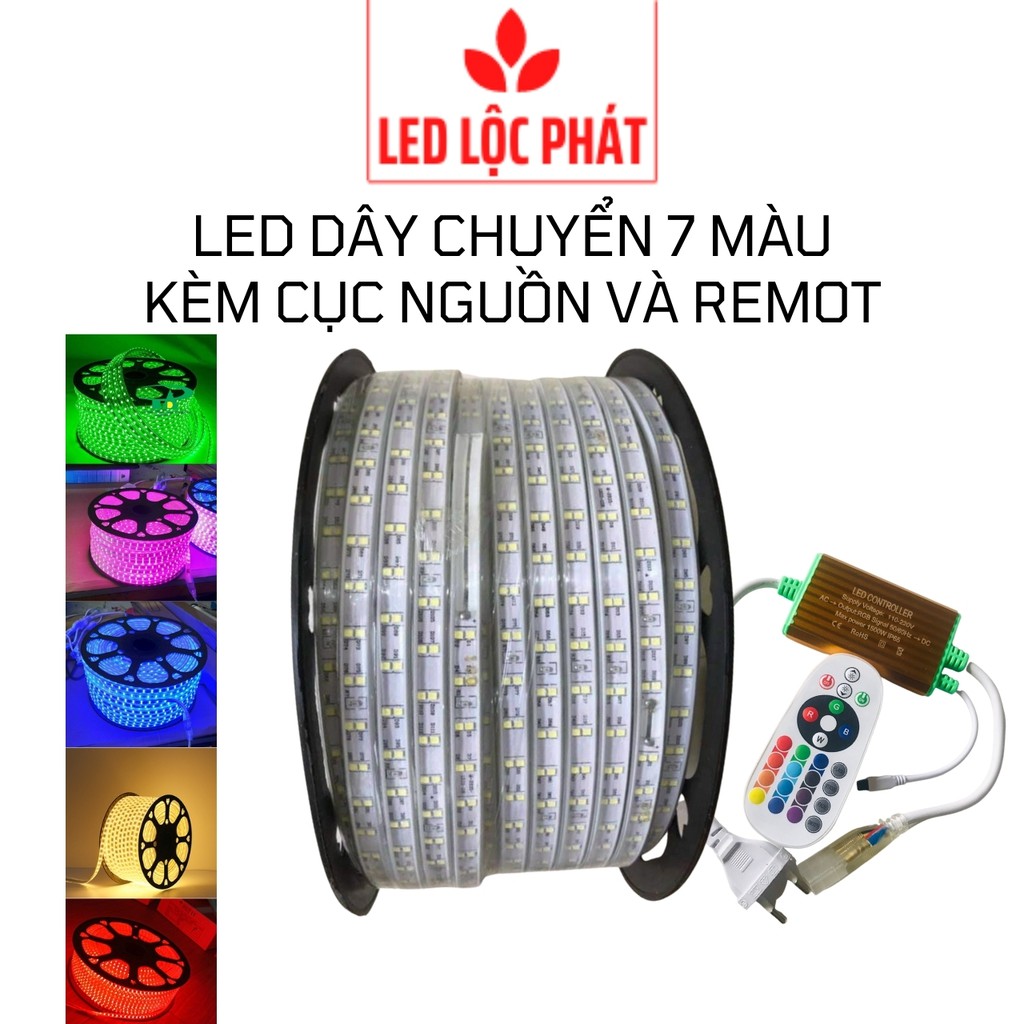 Dây đèn led trang trí ngoài trời, đèn led dây đổi màu 220v