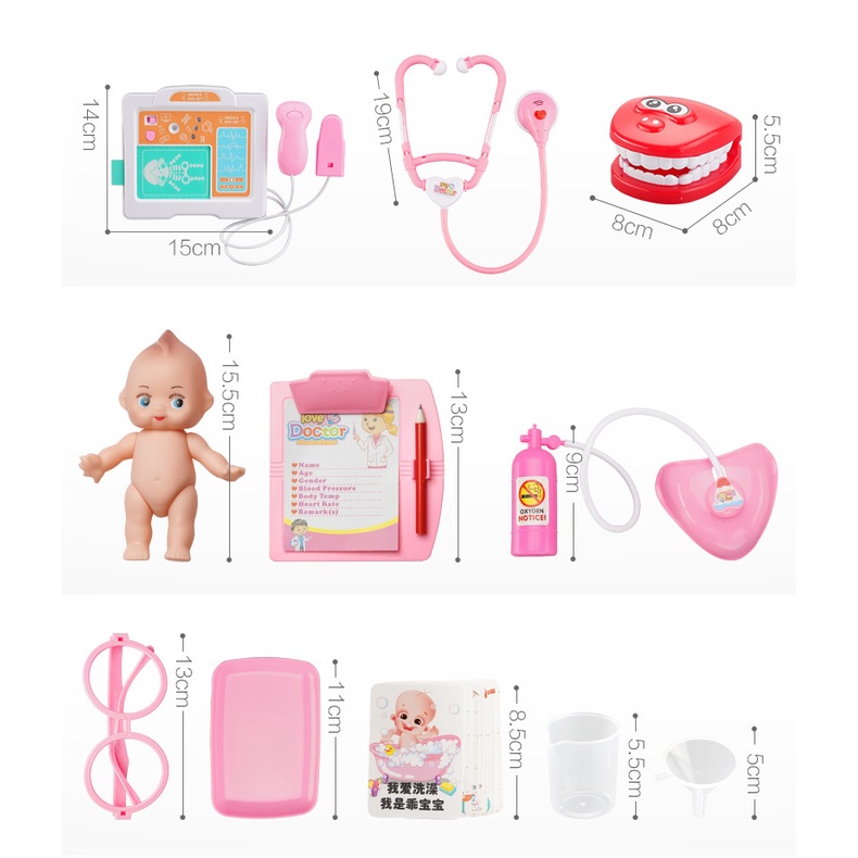 Đồ chơi bác sĩ cho bé trai, bé gái màu hồng, màu xanh bằng nhựa cao cấp, bằng gỗ an toàn cho bé từ 2 3 4 5 tuổi