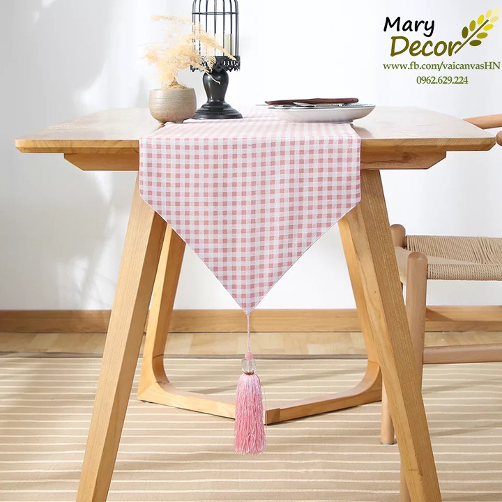 KHĂN RUNNER MARY DECOR - CARO HỒNG KR-B06