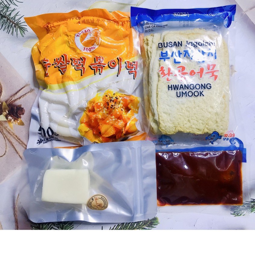 Tokbokki 500G kèm 100G sốt 100G phô mai mozzarella và chả cá Hàn Quốc