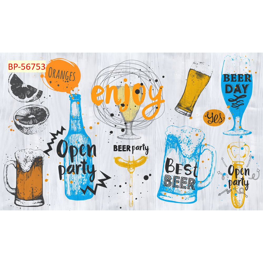 Tranh dán tường trang trí Nâng Cốc cùng chill hàng quán