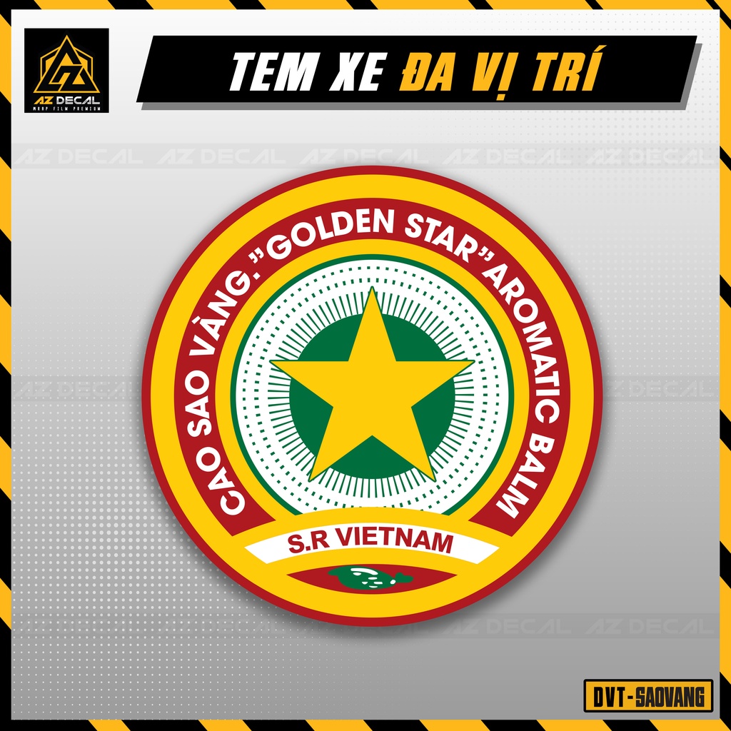 Tem Dán Xe Máy Laptop Điện Thoại Mũ Nón Bảo Hiểm Mẫu Cao Sao Vàng | DVT-SAOVANG | Team Sticker Hình Dán Logo Việt Nam