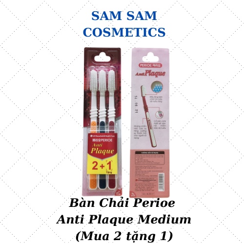 Bàn chải đánh răng Perioe Anti Plaque Medium 2 + 1 thương hiệu Perioe Hàn Quốc