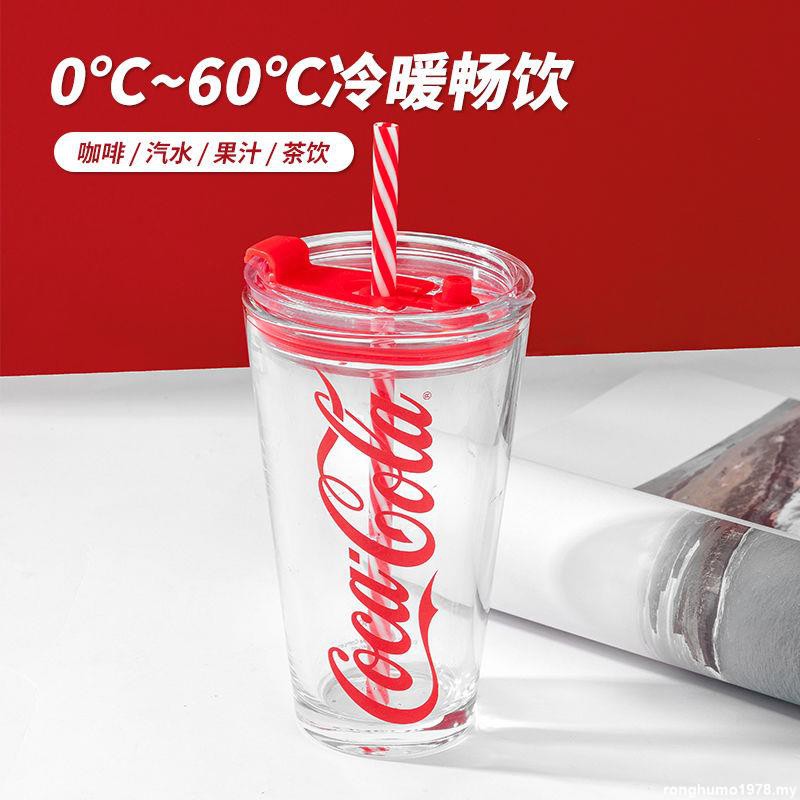 Ly Thủy Tinh Uống Cà Phê Coca Cola Có Ống Hút Sáng Tạo