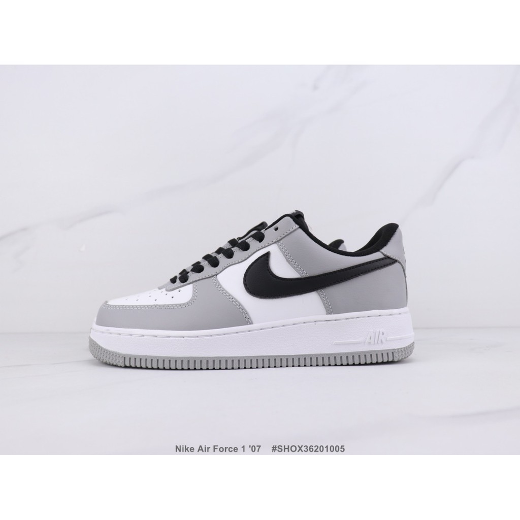 Nike Air Force 1 ’07 Nike Air Force One Low-Top Sneakers White Grey Black Leather 36-45 #SHOX36205