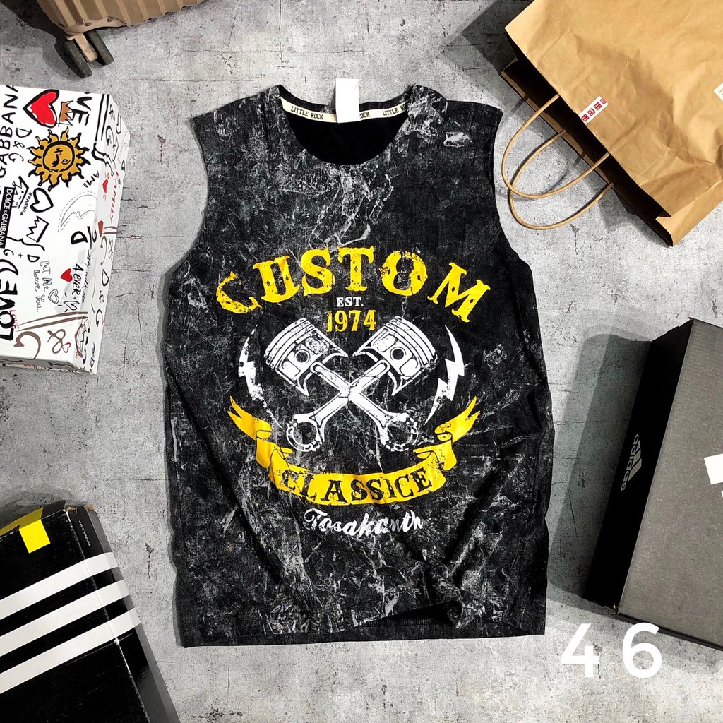 Áo ba lỗ gym sát nách tanktop 3 lỗ bigsize họa tiết đầu lâu form rộng cotton nam SNTL 45 74 (Nmg)
