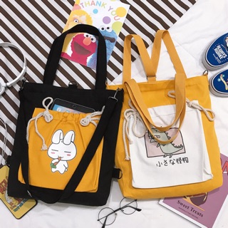 (Ảnh thật) túi tote đeo chéo đi học đi chơi túi ngoài 2 nắp