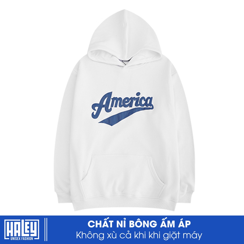 Áo hoodie nam nữ unisex nỉ bông HALEY America Hàn Quốc mã HD208 Chất nỉ đẹp dày - Quà tặng ngẫu nhiên
