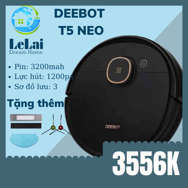 [CỰC KỲ MỚI] ROBOT HÚT BỤI LAU NHÀ ECOVACS DEEBOT T5 NEO DX55 HÀNG TRƯNG BÀY NHƯ MỚI LƯU 3 SƠ ĐỒ SET TƯỜNG ẢO-LELAI SHOP