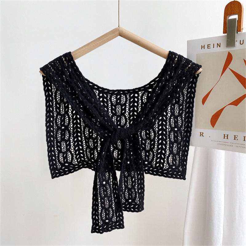 Khăn Choàng Vai Hình Tam Giác Bằng Cotton Dệt Kim Màu Trơn Phong Cách Hàn Quốc Dùng Hóa Trang Halloween