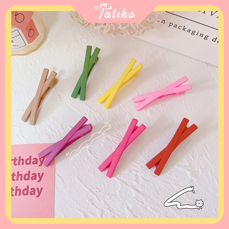 Kẹp Tóc Mái  Chữ X Trơn Nhiều Màu Phong Cách Hàn Quốc - Tatiho - Mã KT011