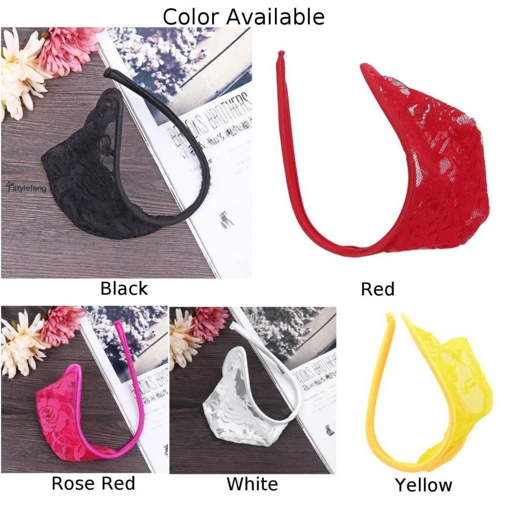 STYLEF-~Mens C-String Lace Lingerie Mens Sexy String Underwear C-String Floral-