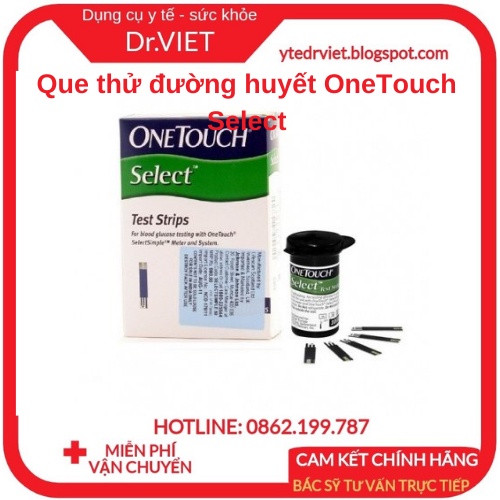 Que Thử Đường Huyết OneTouch Select LIFESCAN - Sử dụng công nghệ cảm ứng điện cực, chính xác - Hộp 10 que - Drviet