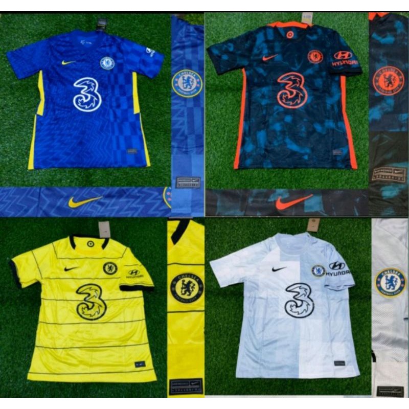 Áo Thun Đá Banh Chelsea Màu Xanh Dương Vàng Size Lớn XXL 2XL 3XL XXXL 2021 2022