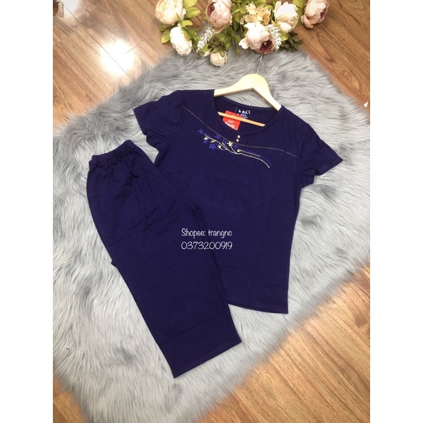 Đồ bộ trung niên nữ mặc nhà cho mẹ cho bà quần lửng qua gối chất cotton đẹp mùa hè