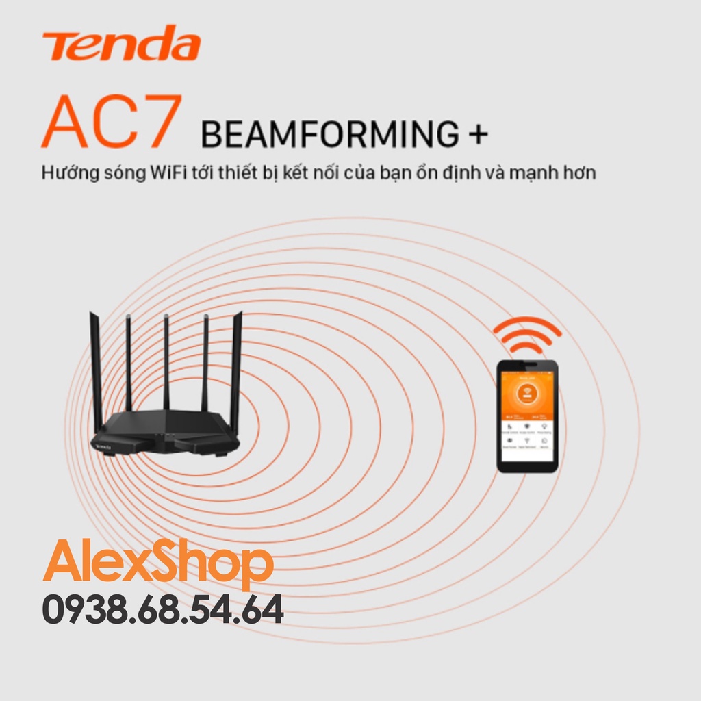 [Chính Hãng BH 3 Năm] Tenda AC7 Thiết Bị Phát Wifi AC1200M Băng Tần Kép 2.4G và 5G