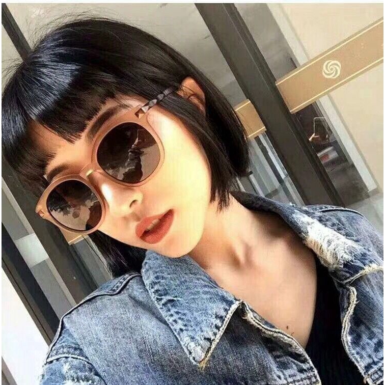 Kính mát gọng phối kim loại dạng tròn thời trang Hàn Quốc cho nam nữ