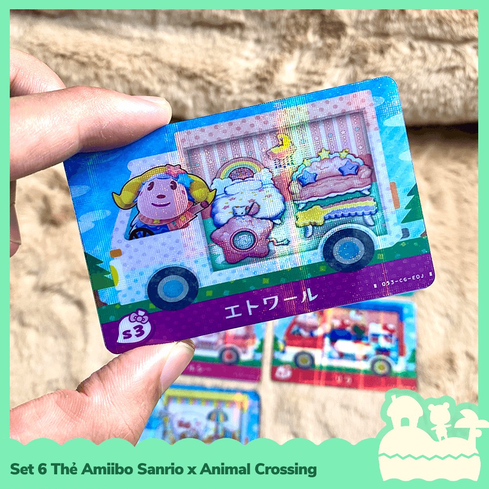 [Sẵn VN] Bộ 6 Thẻ Amiibo Sanrio x Animal Crossing Phản Quang Cầu Vòng Game Nintendo Switch, Nintendo Switch Lite