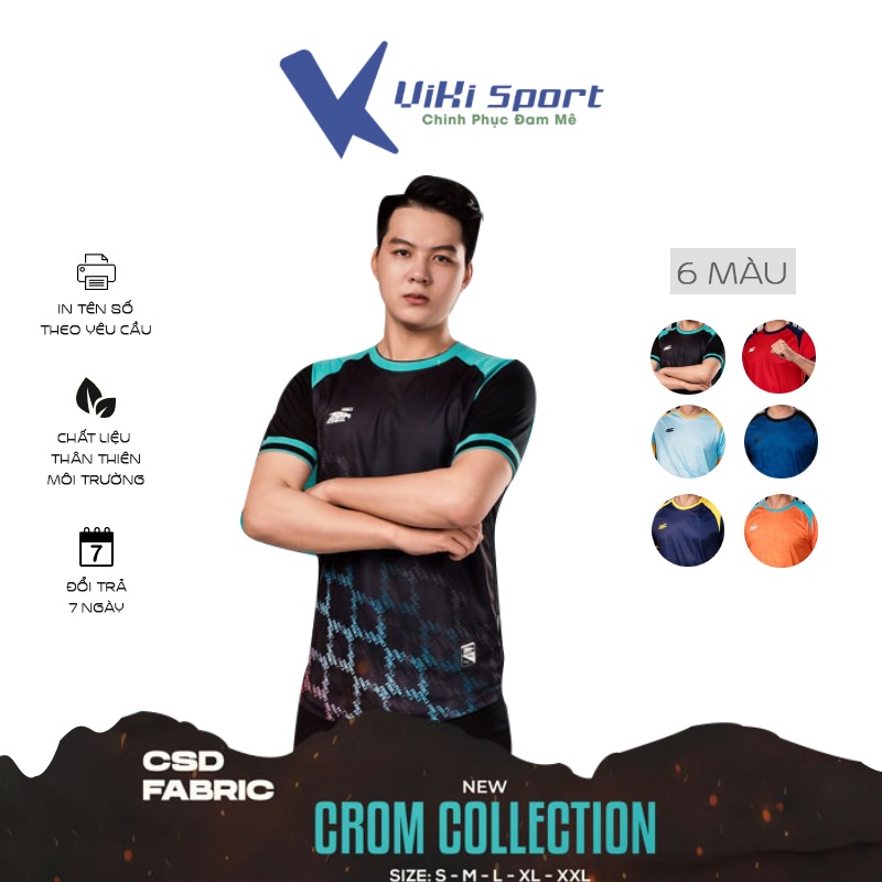 Bộ quần áo bóng đá không logo RIKI CROM, vải mè kim cao cấp - ViKi Sport