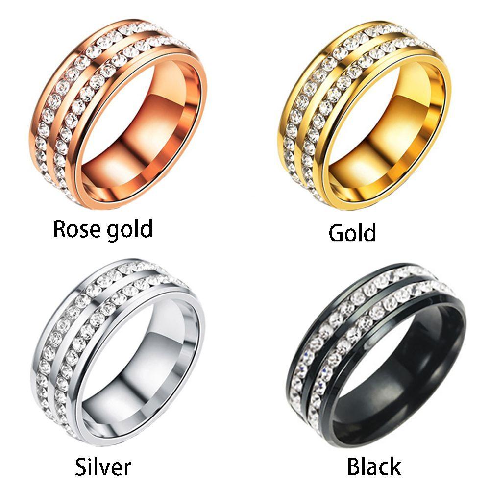 Nhẫn Mạ Thép Không Gỉ Đính Đá Zircon Đơn Giản Thời Trang Phong Cách Âu Mỹ|Nhẫn / Nhiều Màu