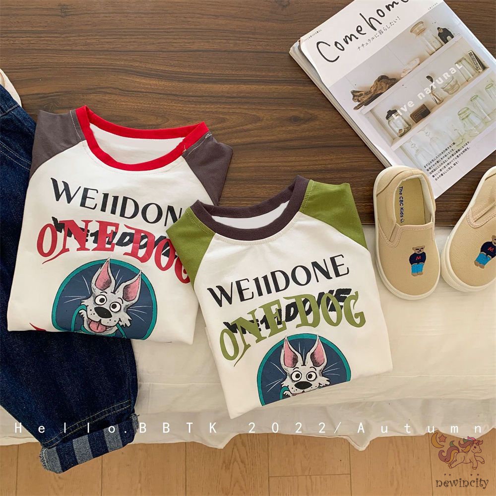 Áo Thun Tay Dài In Họa Tiết Hoạt Hình Dễ Thương Phong Cách Hàn Quốc Thời Trang Mùa Thu Cho Bé