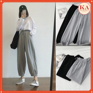 Quần jogger KA Closet from quần ống rộng vải nỉ ép không xù 2 màu Đen Xám, có size HOT, kèm video ảnh thật