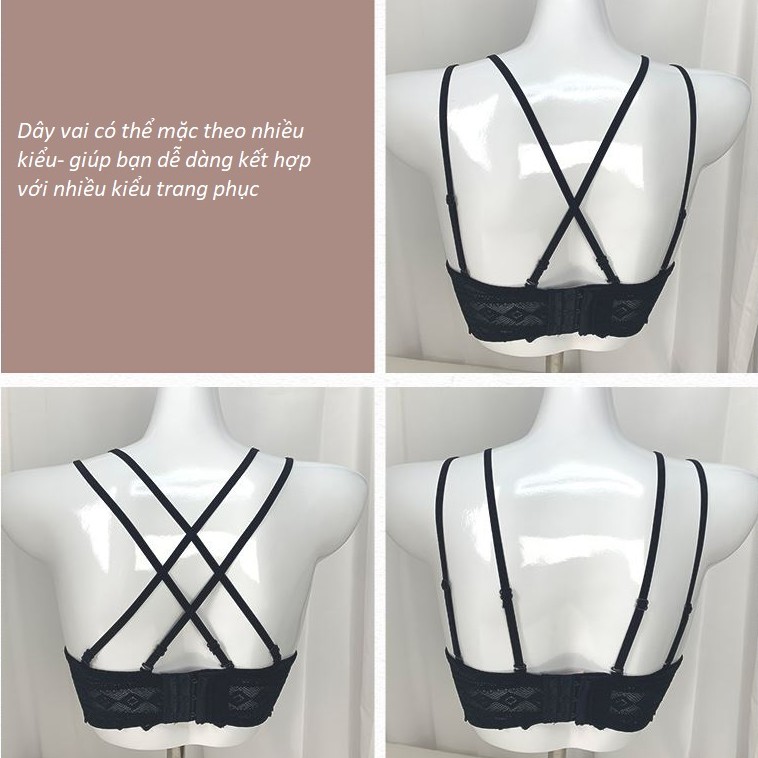Áo Lót Ren Mềm Không Gọng Đệm Dày 4cm Nâng Ngực Thông Hơi B434