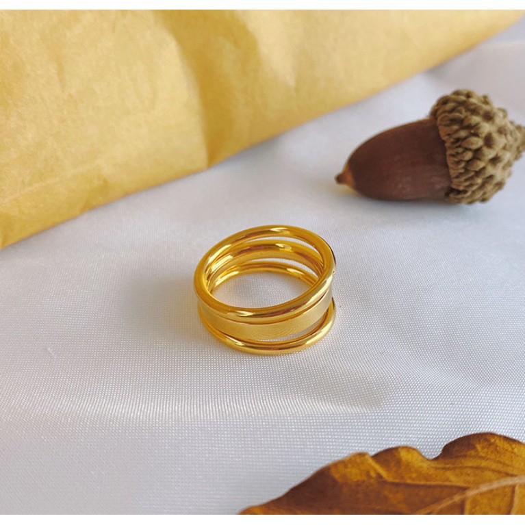 Nhẫn Nữ Cá Tính 3 Lớp Titan Ko Đen TT 4336