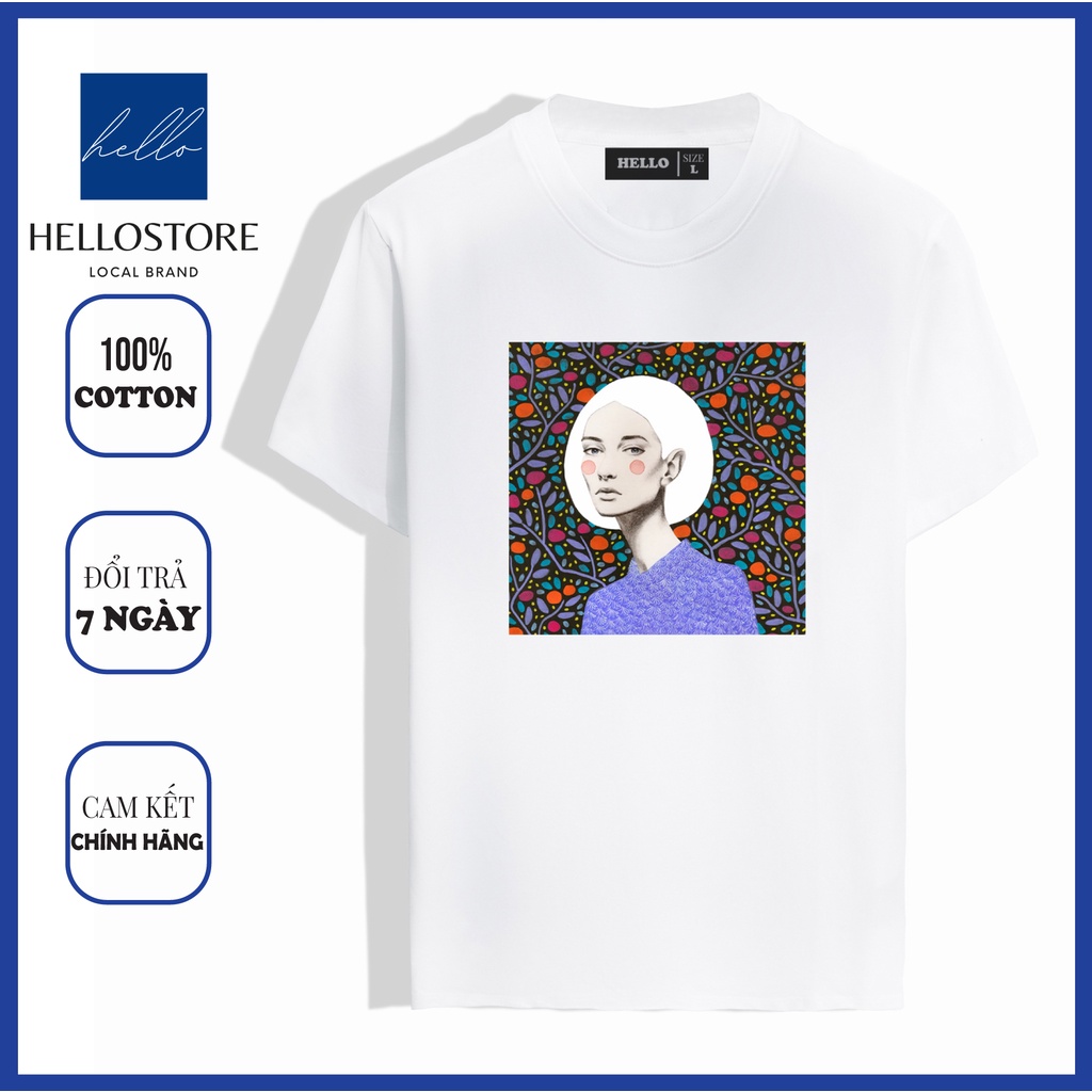 Áo thun tay lỡ nữ Hello, Áo phông form rộng unisex in hình Cô Gái Tóc Bạc vải 100% cotton thấm hút mồ hôi ATL039