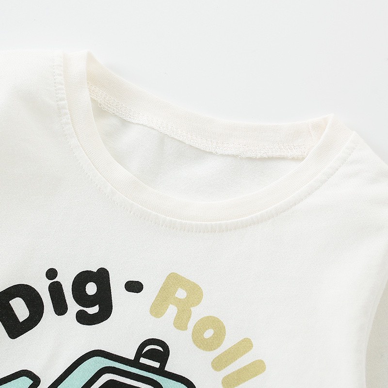 Áo cotton Malwee  trắng máy xúc MW7578 cho bé trai 2-8 tuổi - Little Maven Official Store