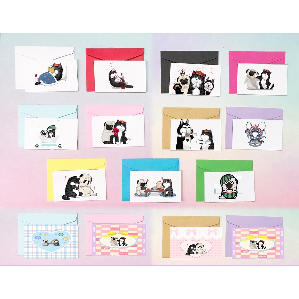 Thiệp sinh nhật mèo hoàng thượng chó nô tài TSN29 thiệp quà tặng thiếp mini kèm phong bì