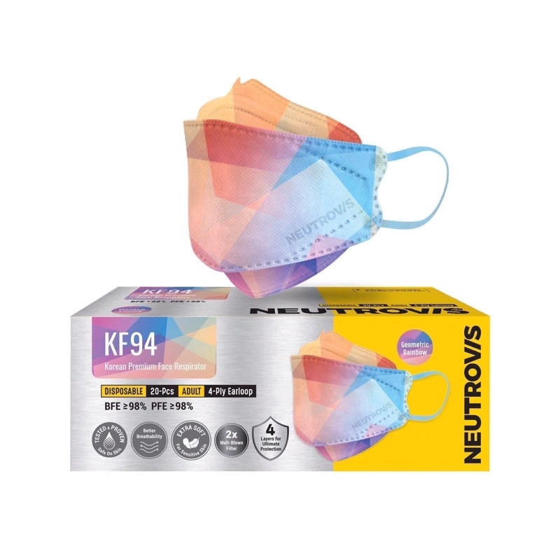 Khẩu Trang Cao Cấp KF94 Neutrovis (20 Cái/Hộp) - Cầu Vồng