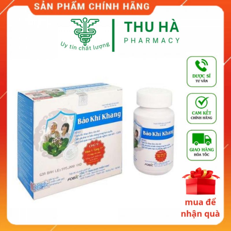 Bảo khí khang (hộp 2 lọ×60 viên)- Hỗ trợ giảm ho , khó thở , hen suyễn , viêm phế quản mạn , COPD- hàng chính hãng
