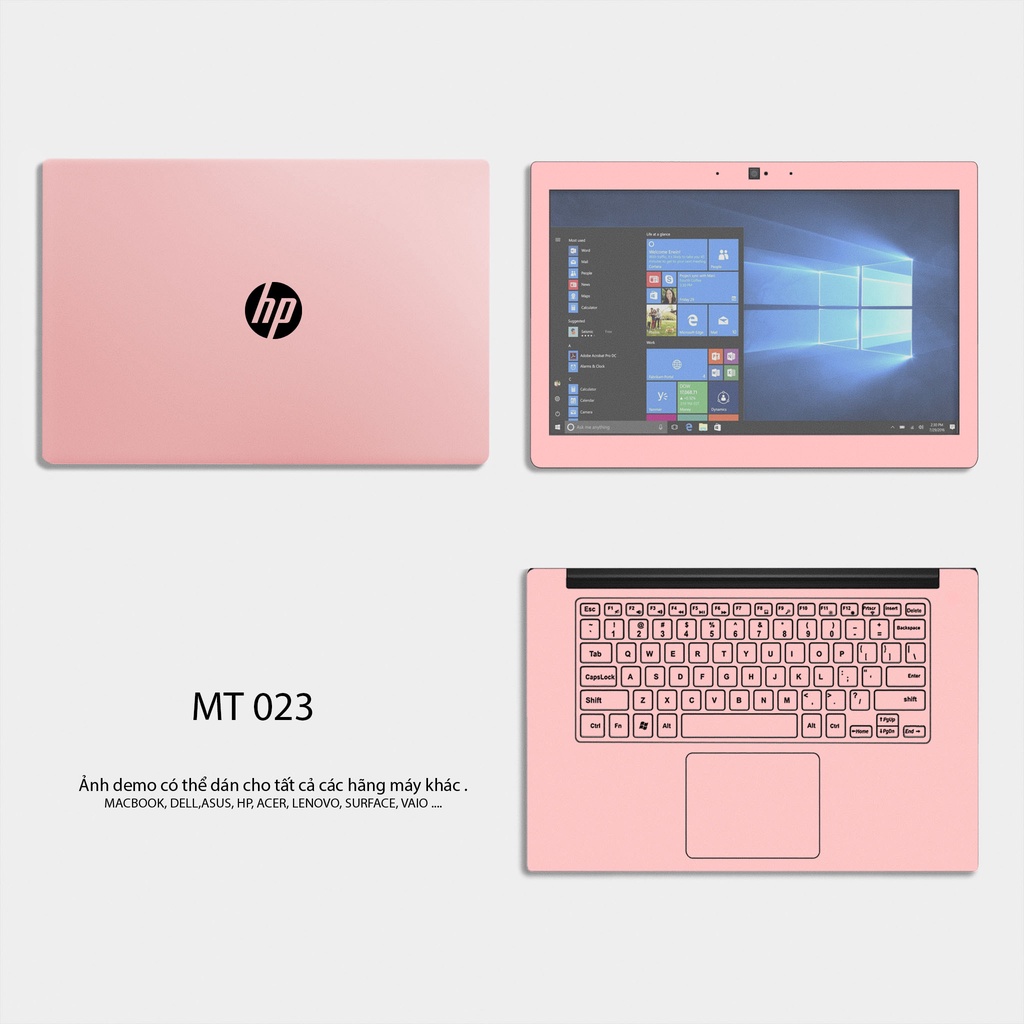 Skin Dán Laptop 5 Màu Hồng Trơn - Miếng Dán Laptop Cắt Sẵn Theo Từng Model Máy
